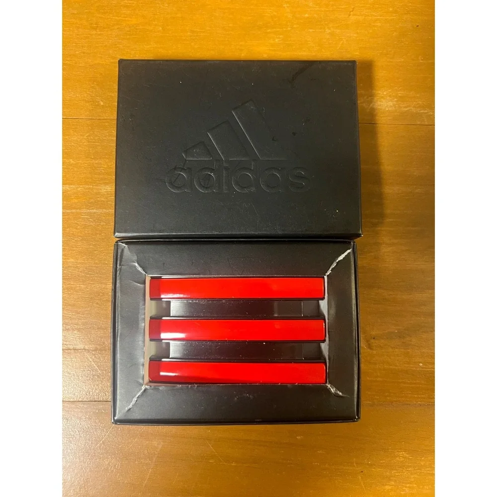 Adidas 3-Stripe Metal Belt Buckle Red Black Enamel Sport Golf with‎ Box